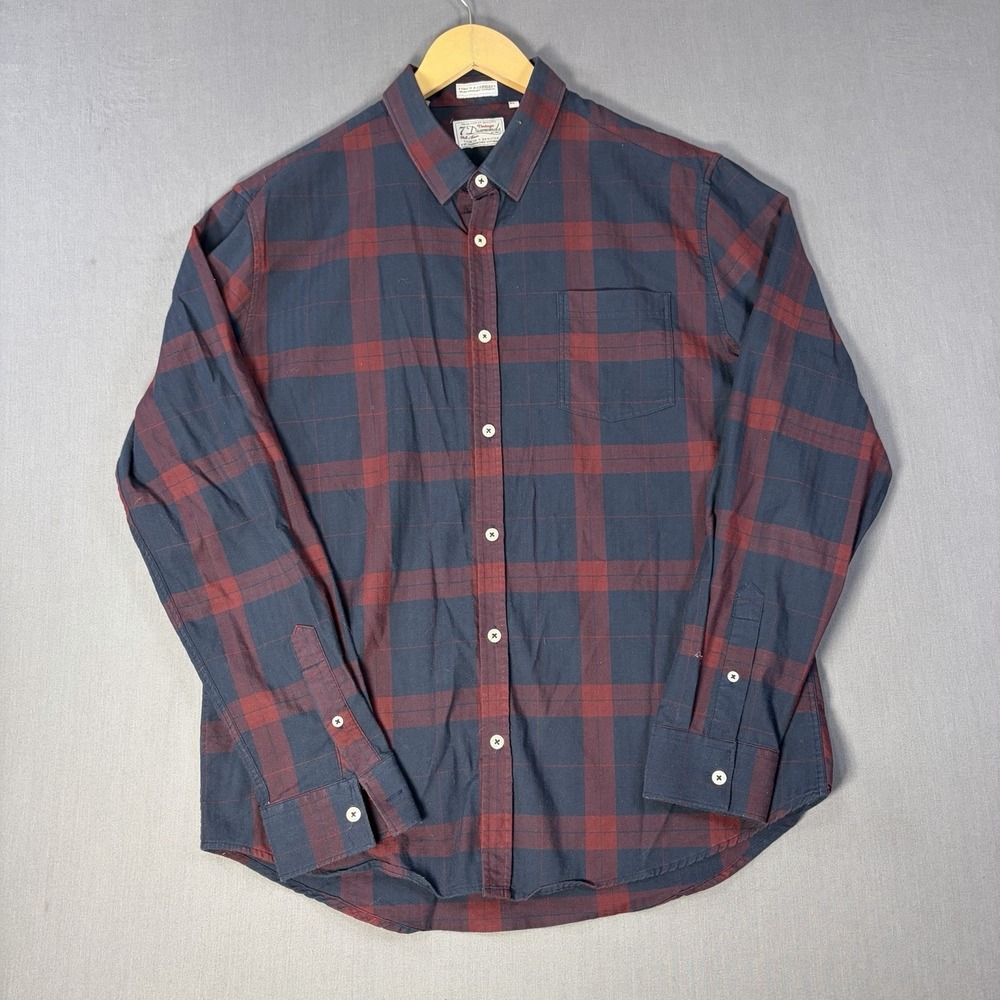 Vintage 7 Diamonds Mens XL Checkered Button Up Long Sleeve Red Blue